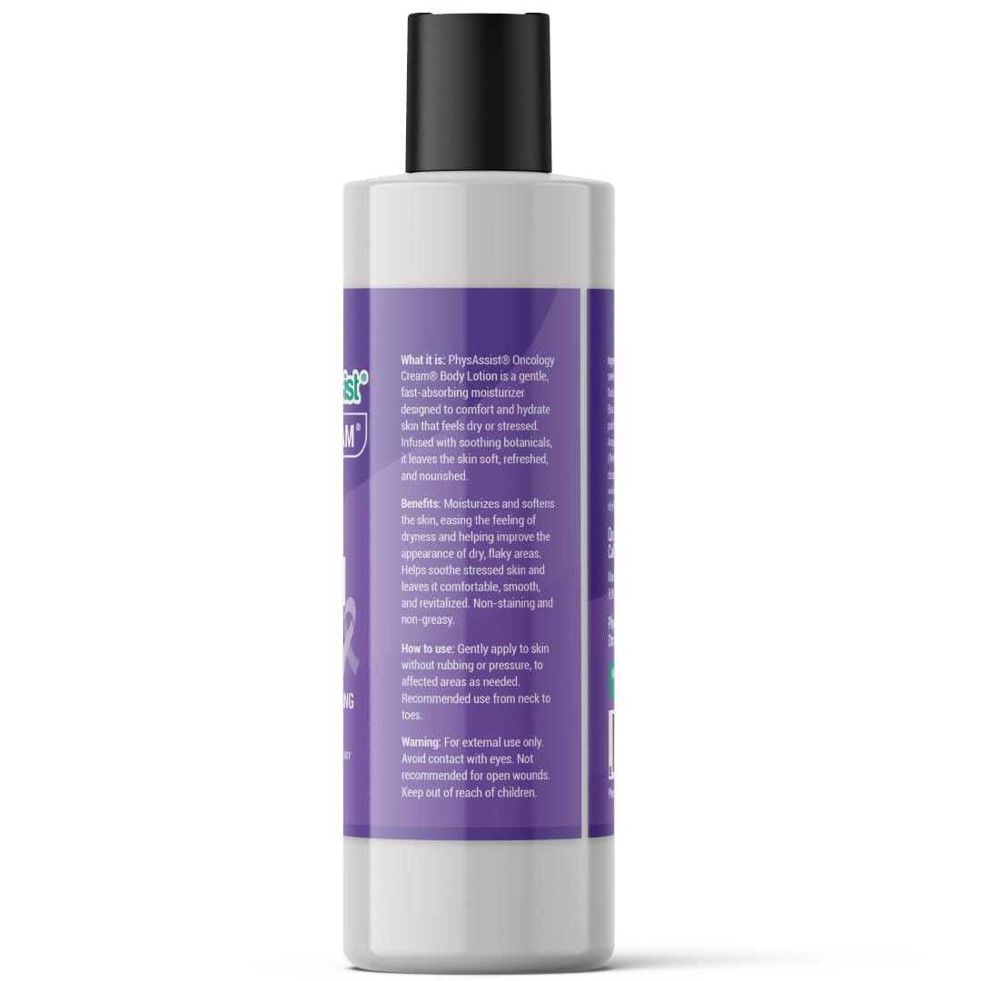 PhysAssist Oncology Cream Body Lotion with Botanicals – Hydrating Lotion for Dry, Sensitive and Stressed Skin – Lavender, Tea Tree, Peppermint & Calendula – 6 oz Bottle