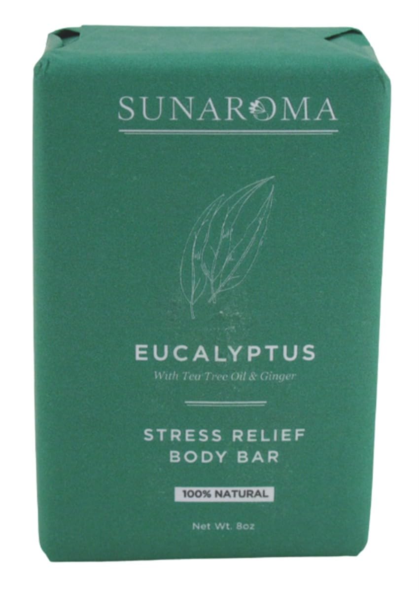 Sunaroma Soap Bar Eucalyptus Tea Tree + Ginger 8 Ounce (Pack of 2)