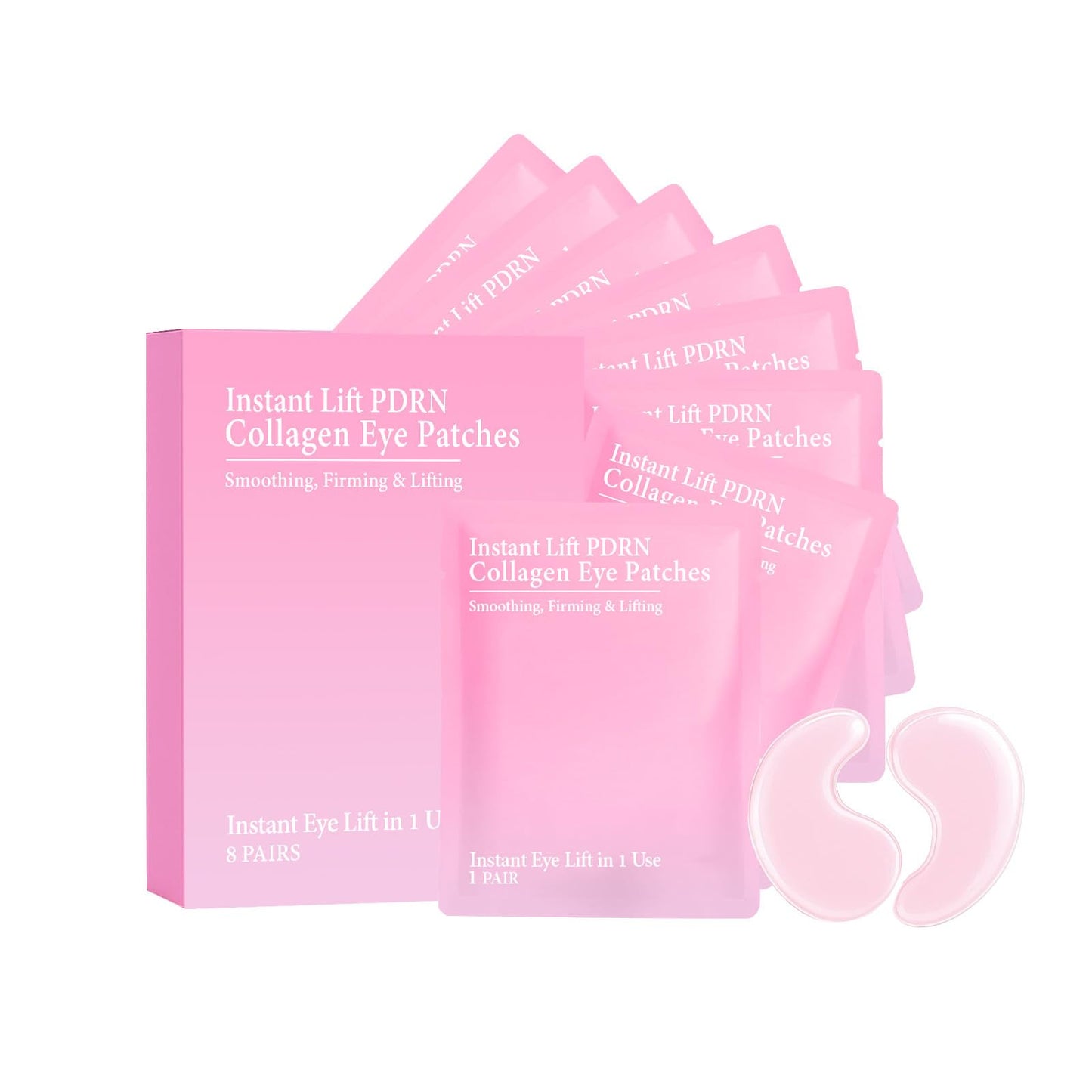 CHHQLZS Instalift PDRN Eyes Patches, Upgrade Instant Collagen Serene Eyes Mask for Dark Circles & Puffy Eyes, Hydrating Anti-Wrinkle Under Eyes Patches with Hyaluronic Acid, 8 Pairs (2 Box/16 Pairs)