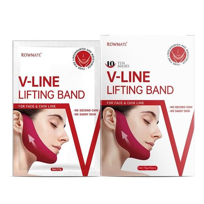 ROWMATE 10 pcs Chin Strap for Women,Toning Hydrogel Collagen Mask with Hyaluronic Acid & Aloe Vera, red