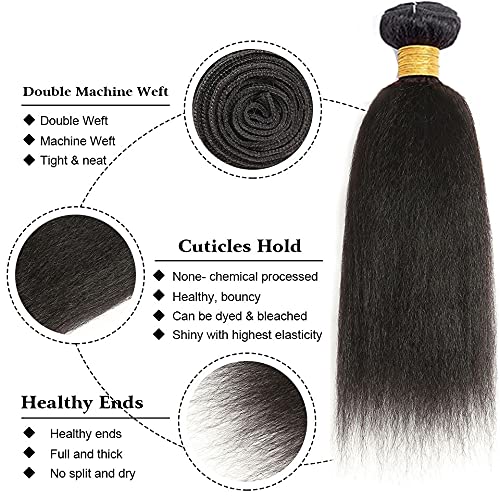 Kinky Straight Bundles Human Hair Natural Black 18 18 Inch Brazilian Yaki Straight Human Hair Bundles Unprocessed Virgin Hair 2 Bundles Kinky Straight Bundles Hair Weave