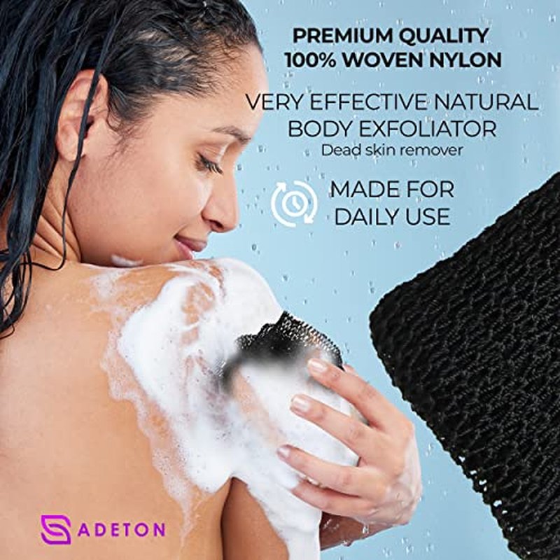 Adeton African Exfoliating Net Sponge, Authentic, Real, Body Scrubber, Long Bath Wash Cloth, Body Exfoliator, Sapo, Shower Accessories, Back Foot Scalp Scrub, Flat Dead Skin Remover Body Wash (Pink)