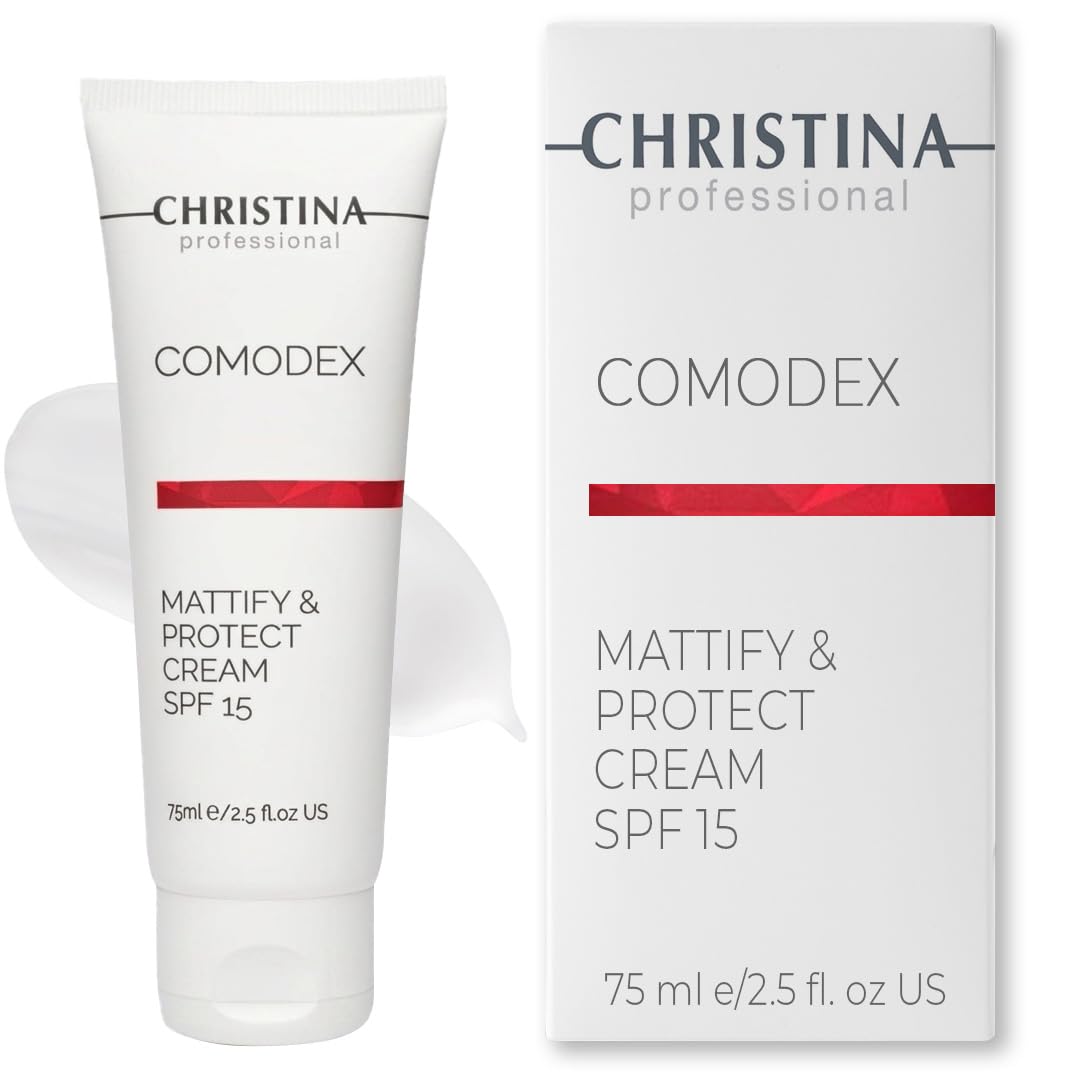 Christina - Comodex Mattifying & Protect Face Cream + SPF 15 - Lightweight Skin Moisturizer for Shine Control & Protection - Non-Comedogenic Lotion - Daily Light Cream for Oily & Combination Skin