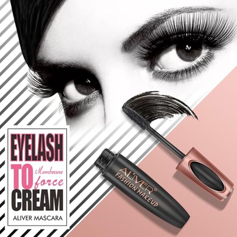 Waterproof Mascara Black, 2 Pack Mascara Volume and Length, 4D Silk Fiber Mascara Black, Long-Lasting Lengthening Amazing Lashes Mascara, Feathery Soft Full Lashes Big Eyes
