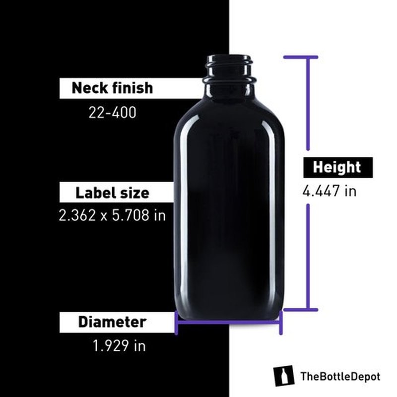 The Bottle Depot - 2 Pack - 4 oz Glass Bottle with Dropper - Black UV - 22-400 Neck Finish - Boston Round Bottles - Leakproof Essential Oils Bottles