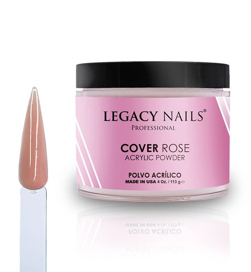 Legacy Nails Professional Cover Acrylic Powder, 4 ounces - Ideal For French Nail Art, Create Nail Art, Nail Extension That Provide a Healthy, Natural Look To Nails (COVER ROSE)