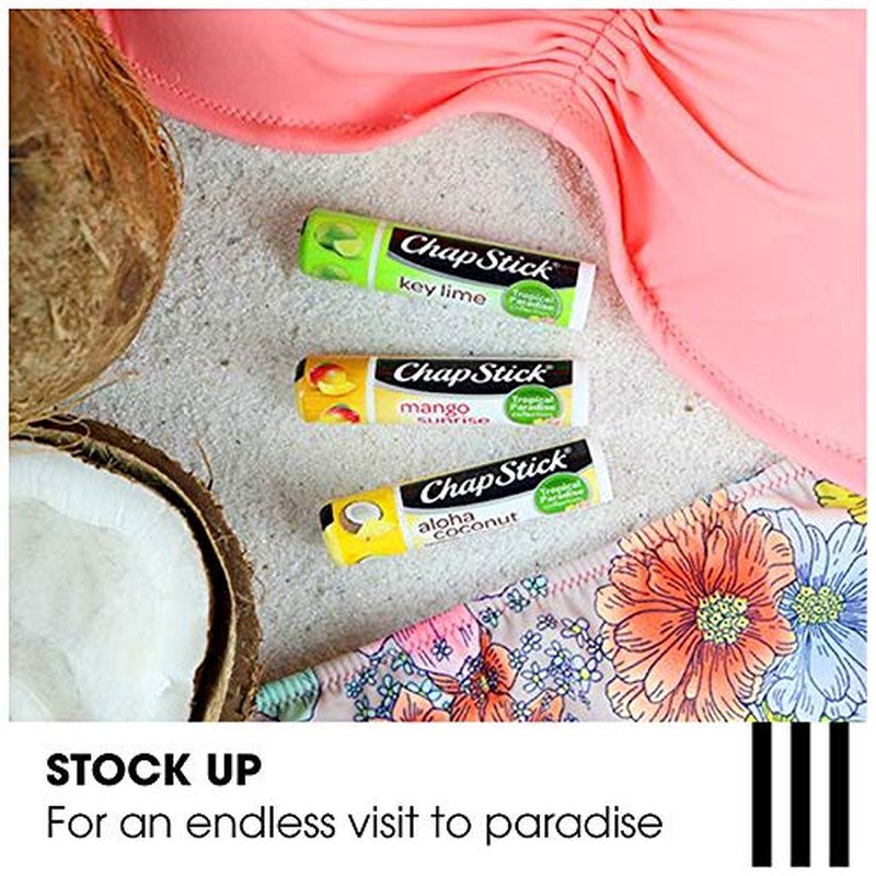 ChapStick Lip Care Bundle – Tropical Paradise Collection with Mango Sunrise, Key Lime, and Aloha Coconut Lip Balm, 0.15 Oz Ea (5 Piece Set)