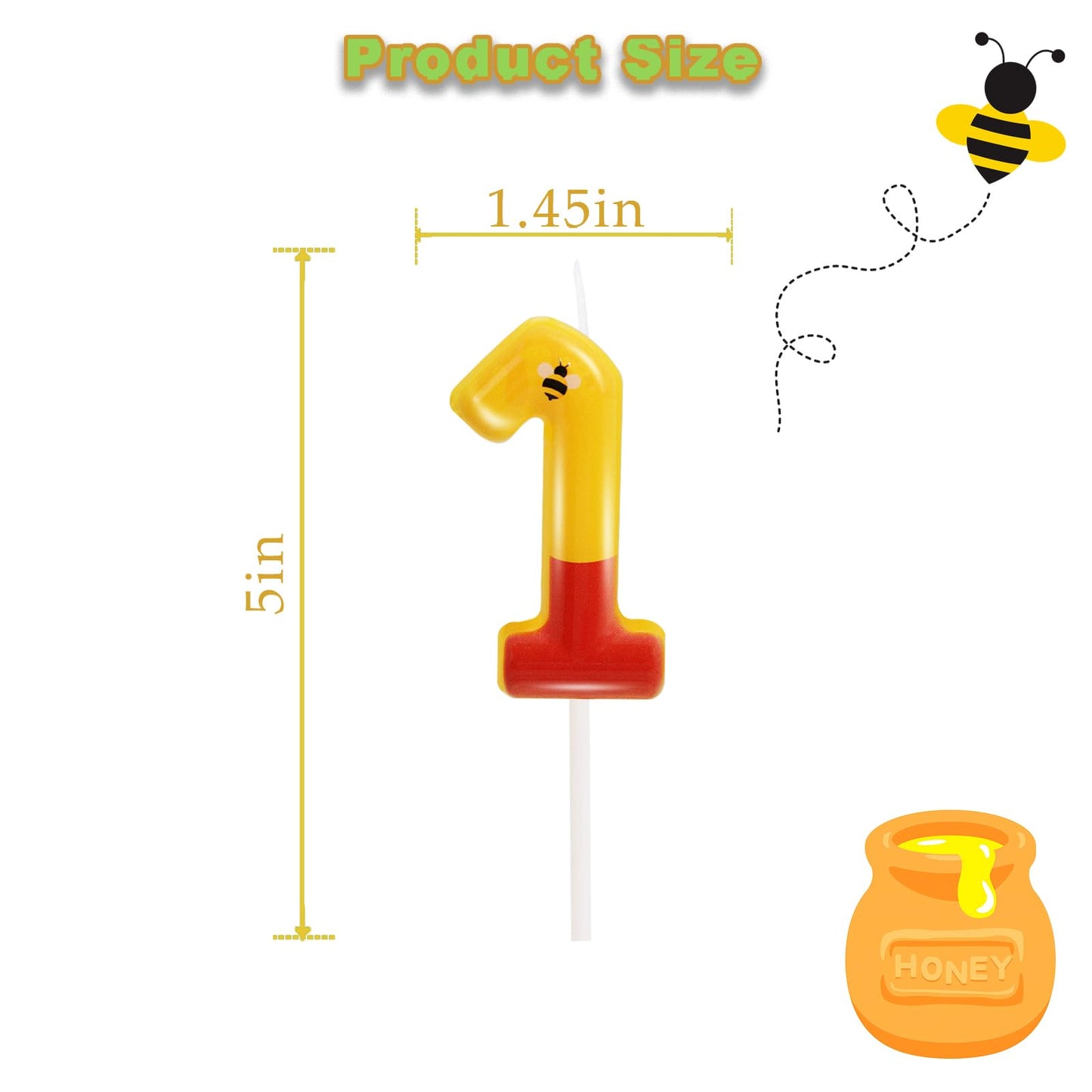Yellow Bear Themed Birthday Candles,Cartoon Birthday Party Cake Decorations Supplies,Kids Party Decorations(Yellow,Number 1)