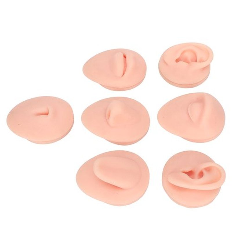 Body Piercing Practice Model, Simulation Silicone Piercing Practice Body Parts, for Practice Eyebrow, Nose, Lips, Tongue, Belly Button and Ear Piercing (Light Skin Color)
