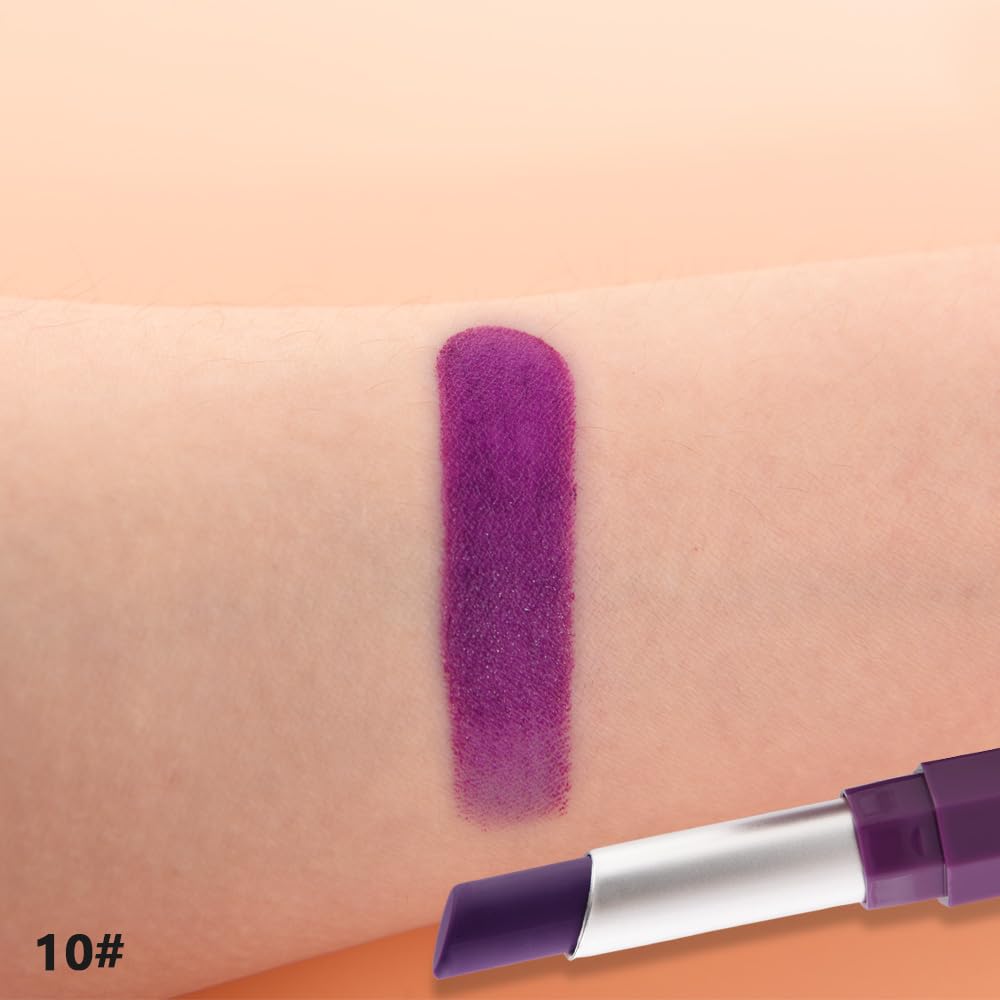 HHLTOH Purple Mauve Matte Lipstick - Pigmented Lip Crayon & Face Paint Stick for Women Everyday Halloween Birthday Party Wear, Younger-Looking Lip Makeup, Labial para fiesta de disfraces 10