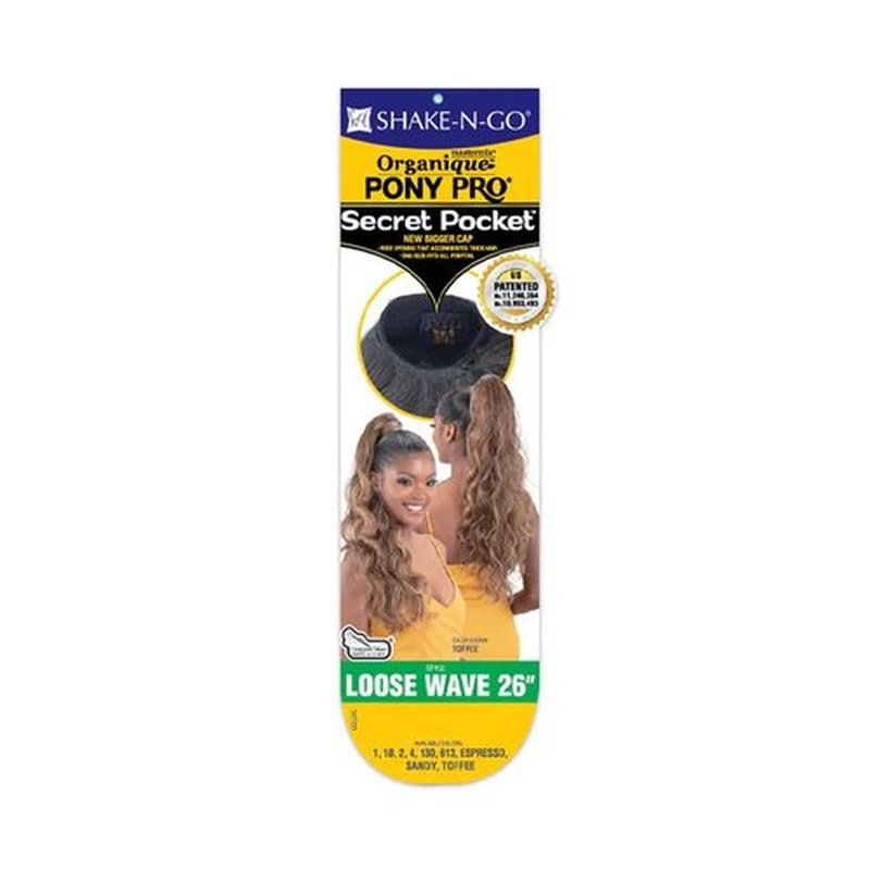 Shake N Go Organique Pony Pro Secret Pocket Ponytail - Loose Wave 26" (Color:130)