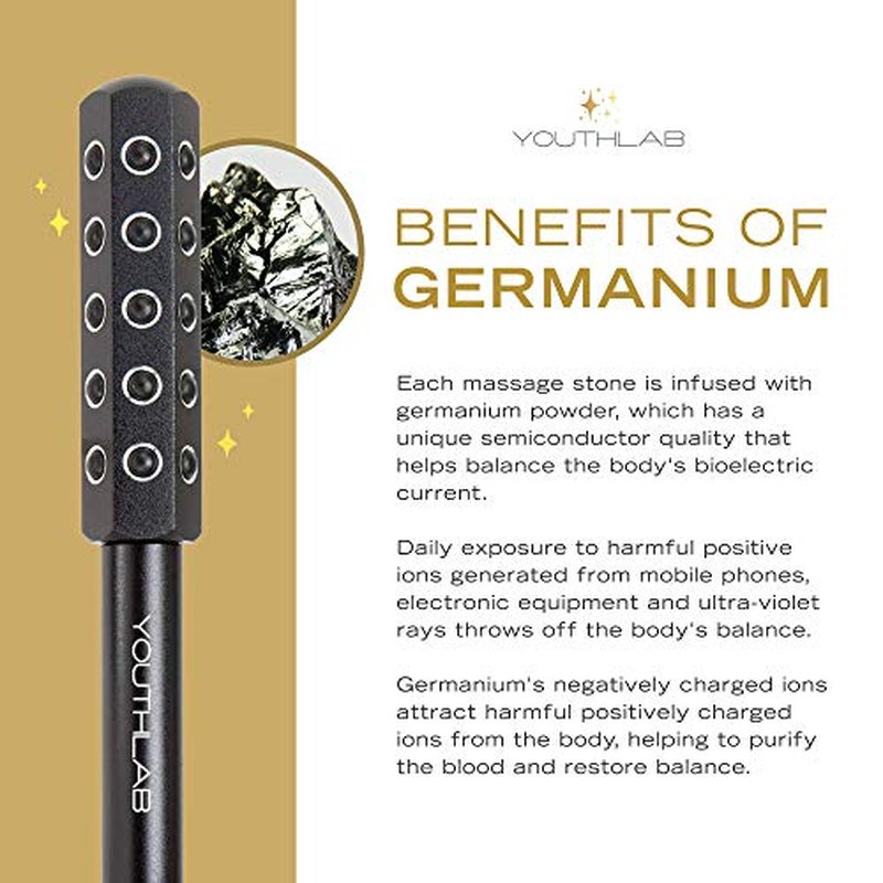YouthLab Radiance Roller - Germanium Stone Uplifting Face Beauty Massage Tool/Roller/Wand for Skin Tightening/Firming, De-Puffing, Sculpt/Lift, Anti-Aging (Black)