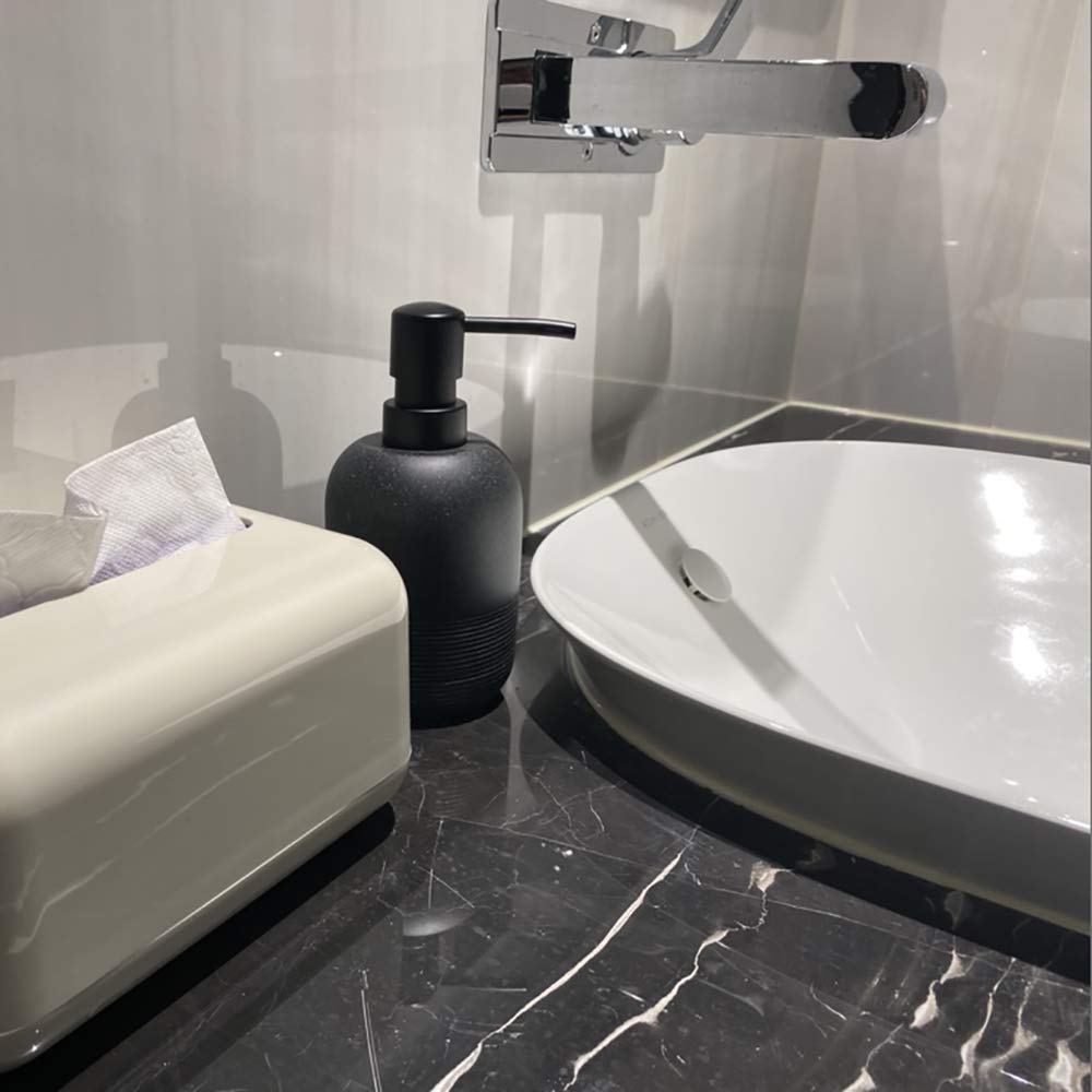 GalDal Matte Black Soap Dispenser Sets with Pump,Hand Soap and Lotion Dispenser for Bathroom Countertop,Morden Soap Dispenser for Kitchen-10.6oz.