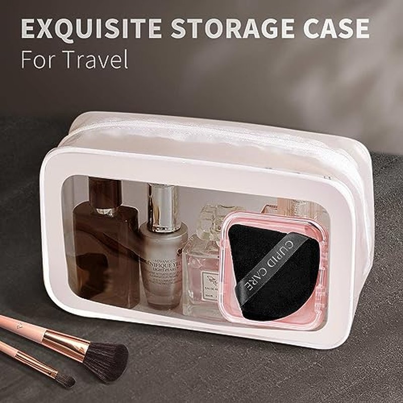 CUPID CARE 6 Pcs Triangle Powder Puff with 2 Travel Cases, Setting Powder Puffs for Face Powder and Foundation, Velour Makeup Puff for Loose Powder Body Powder, Skin-Friendly, Beauty Makeup Tools