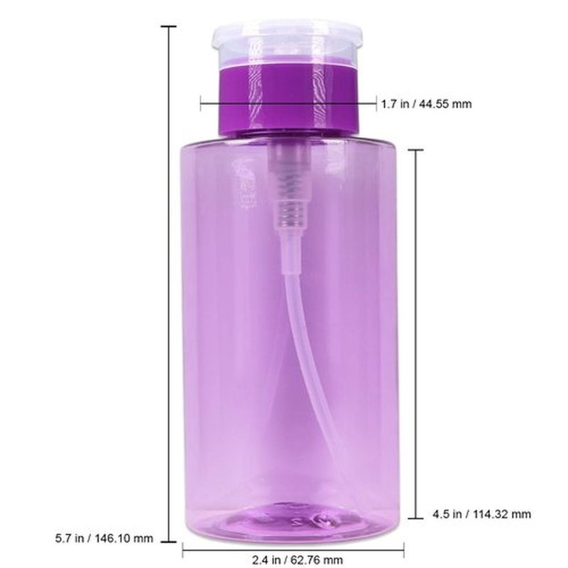 10oz Push Down Pump Dispenser Flip Top Cap Refillable Empty Bottle - Color: Purple - Lockable Travel Cosmetic Packaging Empty Bottle for Nail Polish Manicure