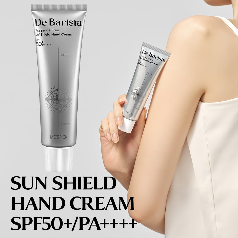 MD'S PICK De Barista Sun Shield Hand Cream SPF50+/PA++++ 50g - UV Protection, Fragrance-Free, Vegan, Lightweight Hand Moisturizer with Hydration