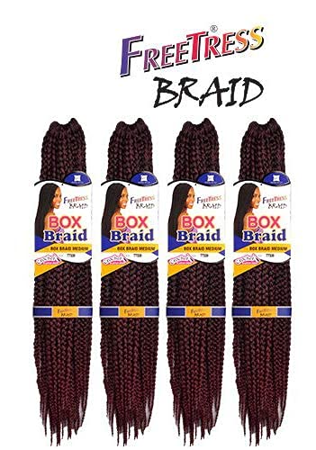 FreeTress Synthetic Hair Crochet Braid Medium Box Braids (4-Pack, 1B)
