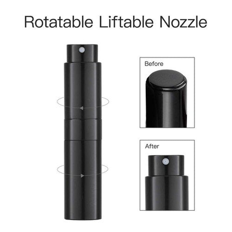 LISAPACK 8ML Atomizer Perfume Spray Bottle for Travel, Empty Refillable Cologne Dispenser, Portable Sprayer for Men and Women (Gloss Black)