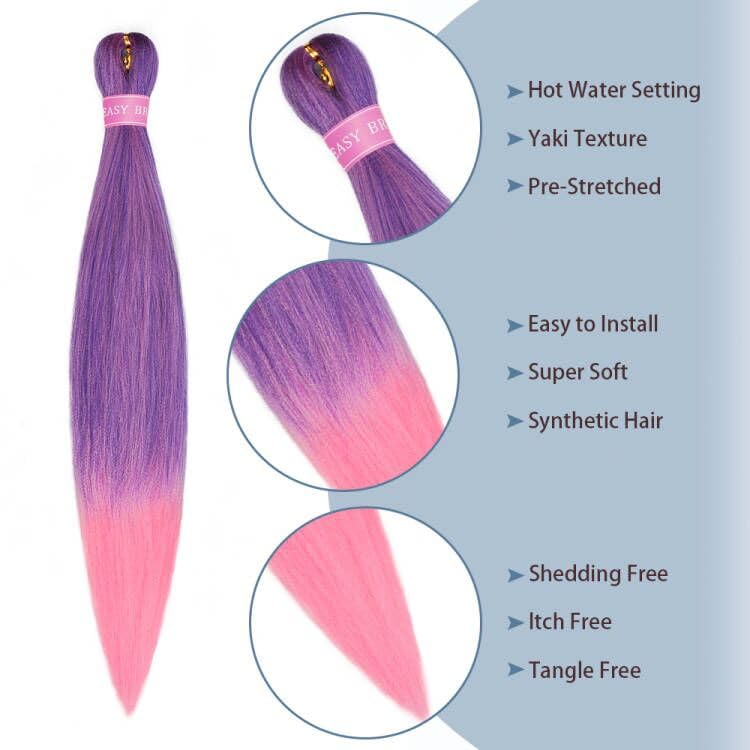 ZERAL Braiding Hair Pre Stretched 30 Inch 8 Packs Braiding Hair Professional Itch Free Yaki Texture Hair Extensions for Braids Synthetic Hair Braiding for Women and Girls (Purple/Pink#)