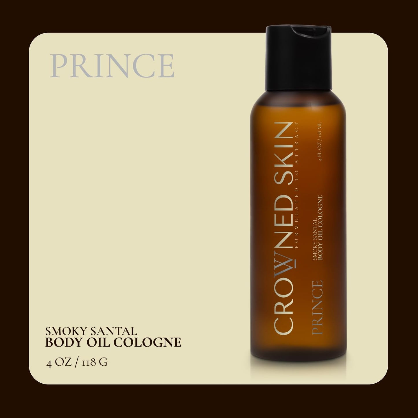 Crowned Skin Prince Body Oil Cologne for Men | Oceanic & Woody | As Seen On Shark Tank | Scented with White Musk & Bergamot | Infused with Natural Jojoba & Grapeseed Oil | All-Day Fragrance | 4oz