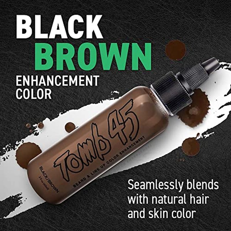 Tomb45 Beard & Lineup Enhancement (Brown/Black) - Water-proof, Shampoo safe, Safe on Skin