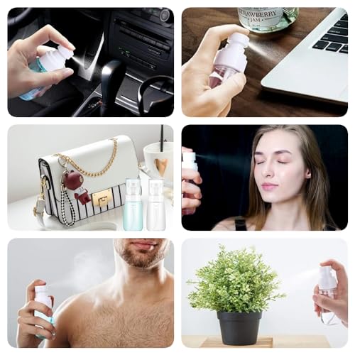 TOSERSPBE Spray Water Bottle Hair Mister Fine Mist Stylist Sprayers 360 Empty Small Misting Spritzer erfume Atomizer with Pump Clear Containers (4PCS/1oz)