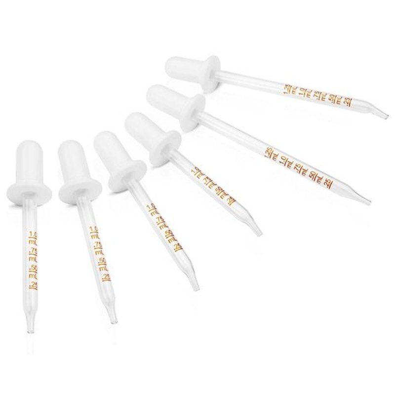 BAKOTAKA 6 Pack, Glass Eye Dropper with Measurement, (3 Bent & 3 Straight) 1mL Capacity - Deliver Correct Dose Calibrated Glass Medicine Droppers for Oils, Feeding, Ear, Lab, Health Care, White