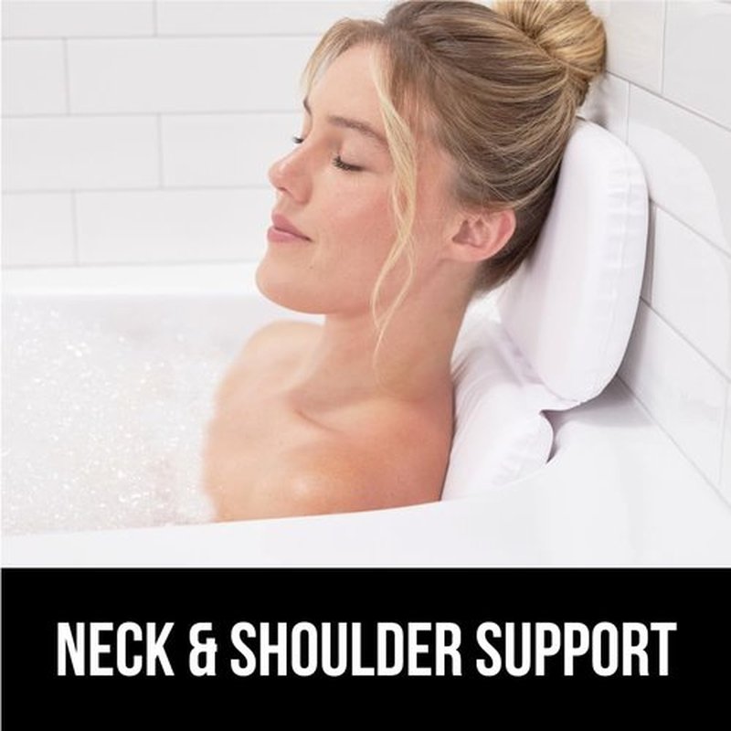 Gorilla Grip Bath Pillow for Tub, Improved Suction Cups, Luxury Bathtub Pillows, Headrest for Neck and Back Support, Relaxing Home Spa, Hot Tub and Bathroom Essentials, Gifts for Women, 3 Panel White