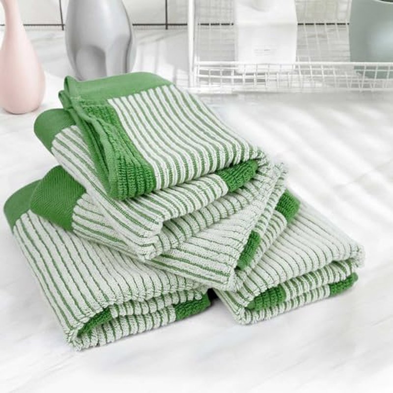 Cleanbear Wash Cloths for Showering, 12 Washcloths with Stylish Jacquard Weaved Design, Cotton Washcloth Set, 13 x 13 Inches, Gray