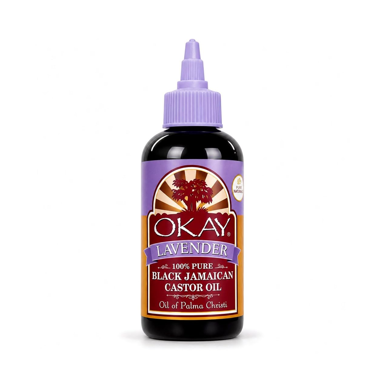 OKAY Pure Naturals Black Jamaican Castor Oil - Castor Oil for Hair Growth, Moisture for Skin, Face, Scalp, Eyelashes, Eyebrows - Hair Oil for Men & Women - Lavender, 4 Oz