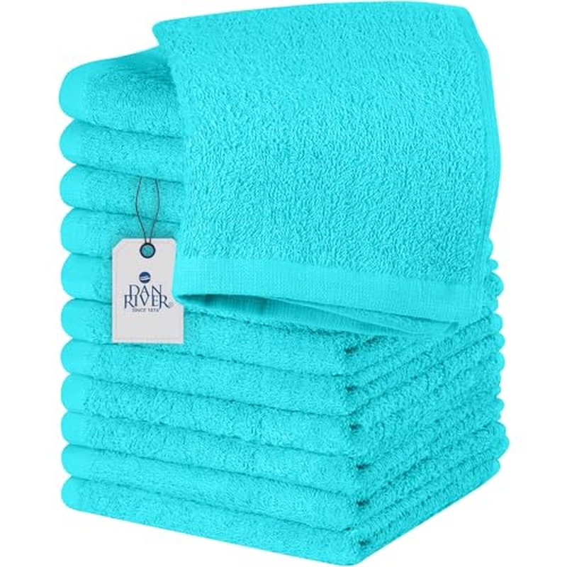 DAN RIVER 100% Cotton Washcloths 12 Pack Premium Quality Face and Body Cloth, Quick Dry Essential Towels for Bathroom, Hand, Kitchen & Cleaning, Baby Washcloths | 12X12 in | 400 GSM | Orange Rust