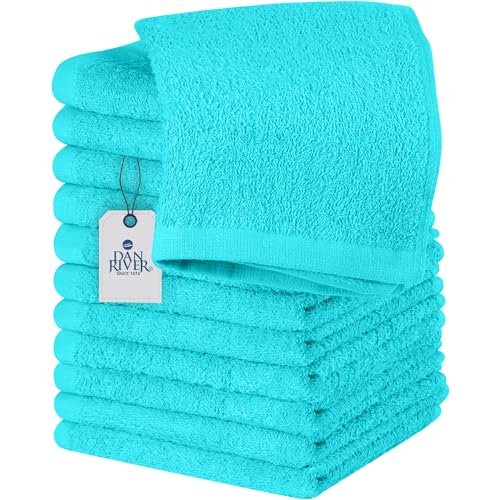 DAN RIVER 100% Cotton Washcloths 12 Pack Premium Quality Face and Body Cloth, Quick Dry Essential Towels for Bathroom, Hand, Kitchen & Cleaning, Baby Washcloths | 12X12 in | 400 GSM | Orange Rust