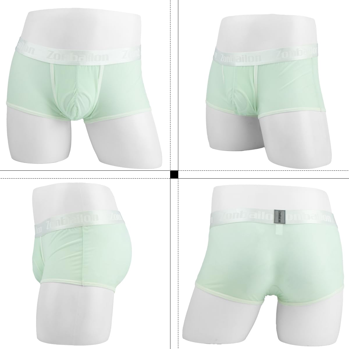 MUEBAIRES Mens Double Pouch Boxers and Sexy Underwear with Bulge Enhancing Pouch and See Through Boxers 1Pack Green-L