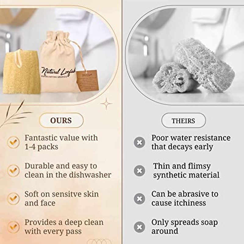 All Natural Loofah Sponge, Pack of 1 Real Egyptian Bath & Shower Exfoliating Loofa Scrubber Sponges for Face, Back & Body, Eco Friendly, No Toxic Chemicals, 6" x 6" by Crafts of Egypt