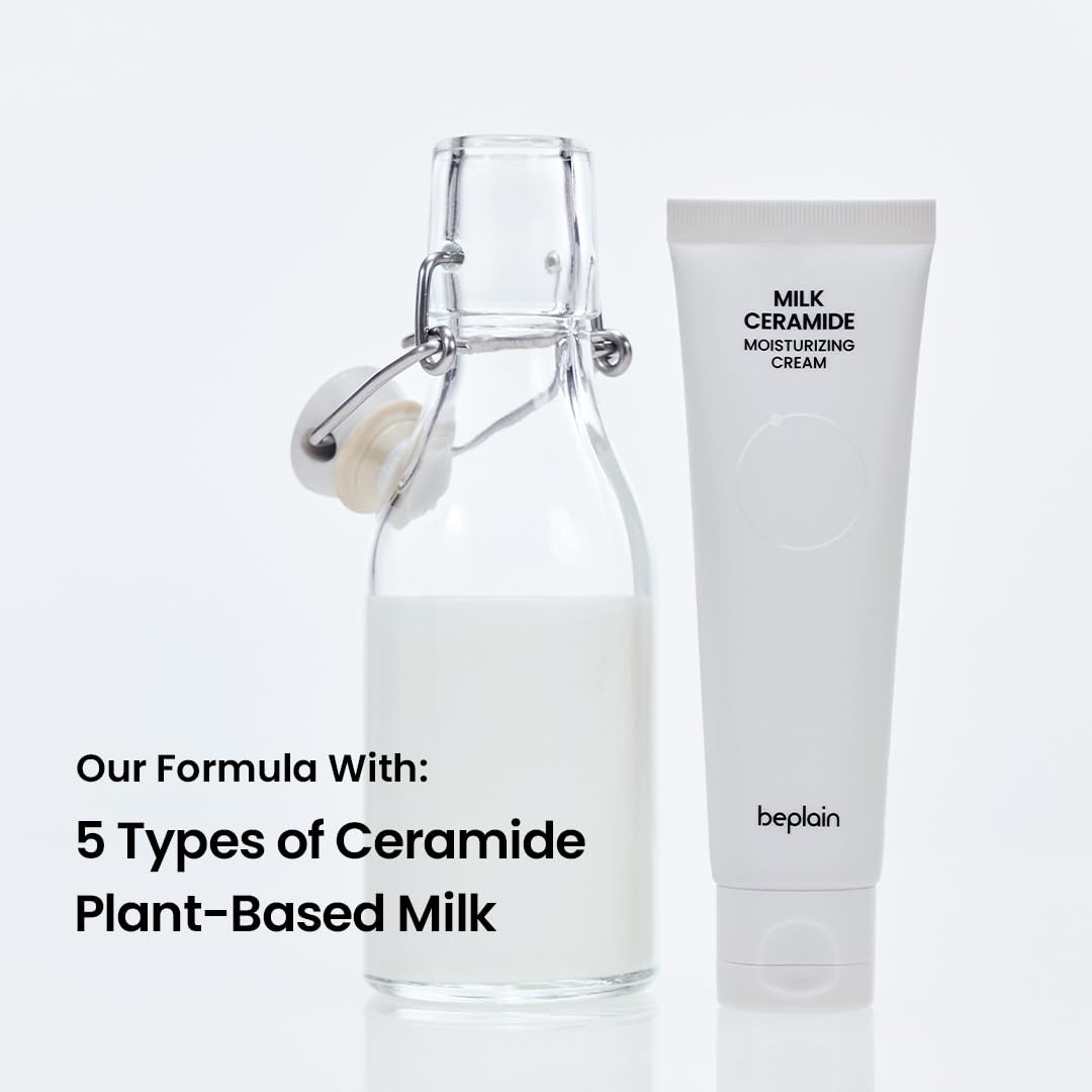 beplain Milk Ceramide Moisturizing Cream | Intense Hydration for Glowy Skin | 5-Multi Ceramide for Barrier Strengthening | Daily Facial Cream for Dry & Sensitive Skin | Korean Skincare | 1.69 fl.oz