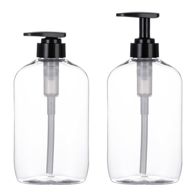 Yebeauty Pump Bottle Dispenser, 20oz 600ml Empty Plastic Shampoo and Conditioner Dispenser, Refillable Shower Soap Dispenser Pump Bottle Containers for Bathroom Kitchen, 2 Pack Clear