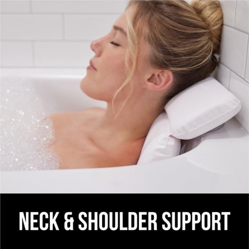 Gorilla Grip Bath Pillow for Tub, Improved Suction Cups, Luxury Bathtub Pillows, Headrest for Neck and Back Support, Relaxing Home Spa, Hot Tub and Bathroom Essentials, Gifts for Women, 2 Panel White