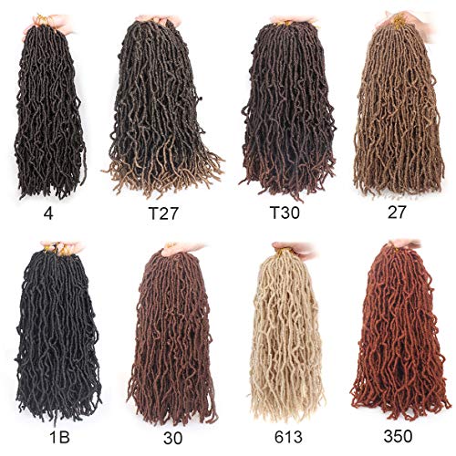 ZRQ 36 Inch New Faux Locs Crochet Hair 6 Packs/Lot Purple Pre-Looped Long Soft Locs Crochet Braids Hair Goddess Locs Curly Wavy Afro Roots Synthetic Hair Extensions (36 Inch, Purple#)