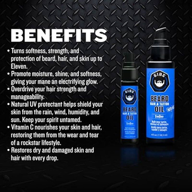 GIBS Grooming VooDoo Prince Beard, Hair & Tattoo Oil â€“ All-Natural with Bergamot, Sandalwood & Sage Scent-Softens, Strengthens Beard & Moisturizes Skin - 1 Fl Oz (Pack of 1)