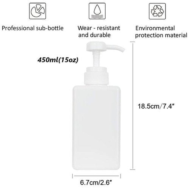 Pump Bottle, Refillable Plastic Empty Lotion Soap Dispenser Liquid Container for Bathroom Shampoo and Body Wash, 15oz/450ml White 2 Pack