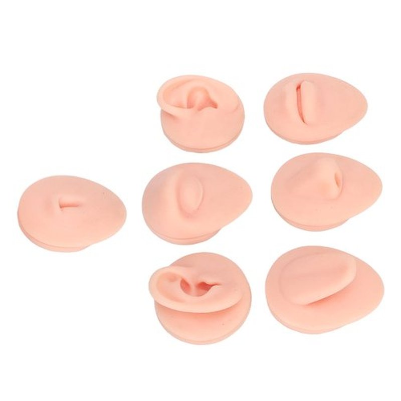 Body Piercing Practice Model, Simulation Silicone Piercing Practice Body Parts, for Practice Eyebrow, Nose, Lips, Tongue, Belly Button and Ear Piercing (Light Skin Color)