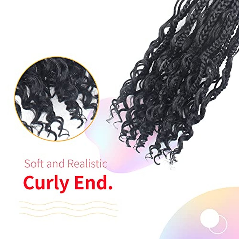 Niseyo Goddess Box Braids Crochet Hair 12 Inch 8 Packs Short Crochet Box Braids Pre Looped Curly Ends Gray Boho Style Synthetic Hair (Tgrey/Ombre Grey)