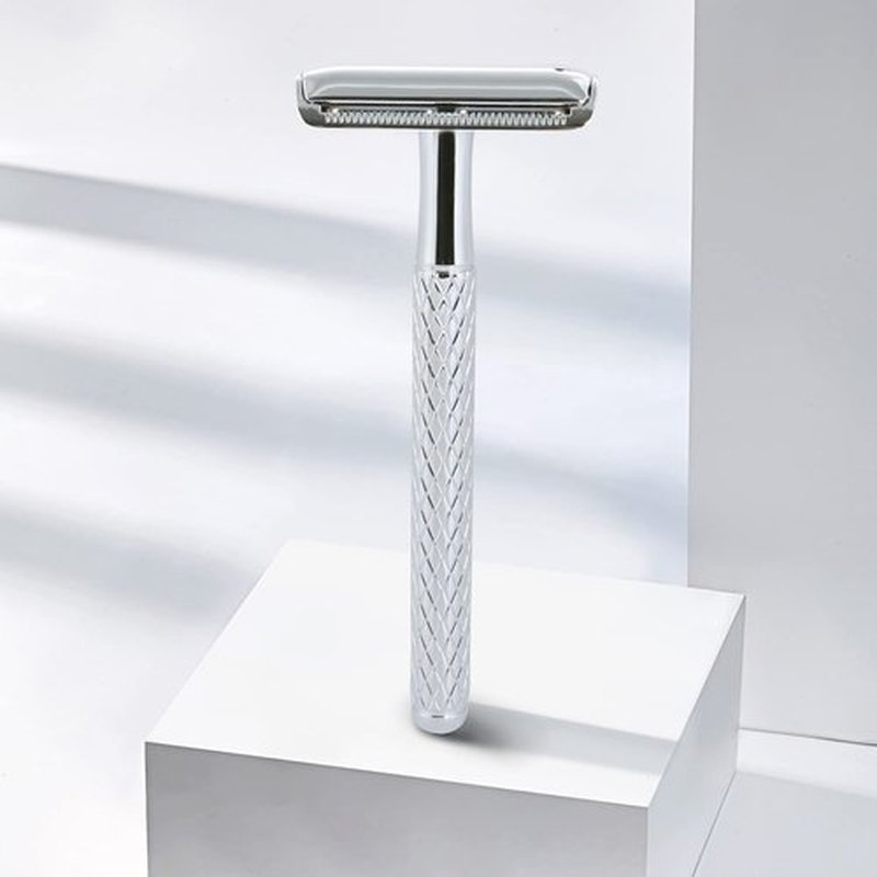Kinghood Single Blade Safety Razor - Metal One Blade Razor for Men & Women with 10 Stainless Steel Double Edge Blades(Silver)