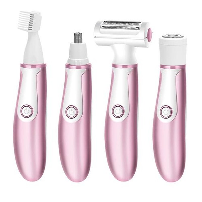 Electric Razors for Women, 4 in 1 Electric Shaver for Women, Womens Electric Razor for Legs Face Arm Bikini Armpit Pubic Hair, Painless Rechargeable Bikini Trimmer for Women Wet Dry Use, Rose