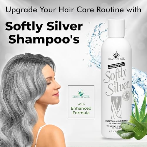 Softly Silver Shampoo Improved Conditioning formula for Gray Hair, 2 in 1 Purple Restorative Hair Wash for Mature Hair, Adds Luster, Bounce & Body, with Panthenol and 20% Pure UltraAloe