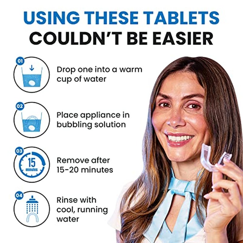60 untis Retainer Cleaner and Denture Cleaning Tablets - Mouthguard Cleaner and Denture Cleaner Tablets Remove Plaque, Odors and Stains from Aligners, Night Guard and Removable Dental Appliances