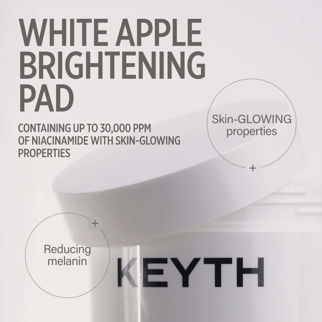KEYTH White Apple BRIGHTENING PAD (150ML, 5.07 FL.OZ.) / Brightening, Glwoing Skin Filter, Apple Fruit Water, Dark Circle Eraser, White Hyaluronic Acid