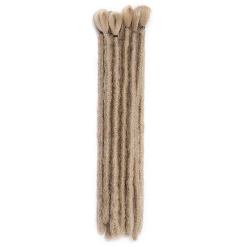 12 Inch Short Dreadlocks Extensions 5 strands Soft Handmade Faux Locs Crochet Dreads Hairpieces for Men Reggae Hip-Pop Natural Blonde