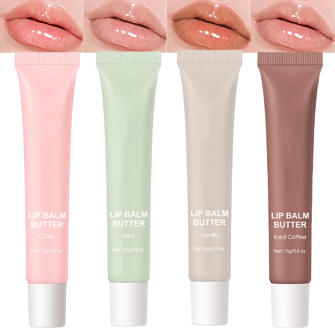 Pakivs 4PCS Glossy Butter Lip Balm Set for Women