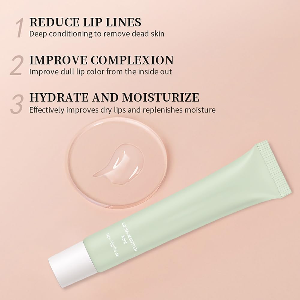 FeiCuiYun Summer Lip Butter Lip Balm, Ultra-Hydrating Natural Vegan Lip Balm, Sheer-Tinted Shine & Hydration, Soothes & Softens Dry Lips Skincare, Bálsamo labial hidratante #2 Mint
